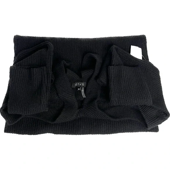 1.STATE Cross Neck Cold Shoulder Cotton Blend Sweater - Picture 4 of 7